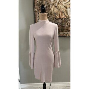 Charlotte Russe Dress Juniors Medium Pink Mock Neck Bell Sleeve Sweater Bodycon